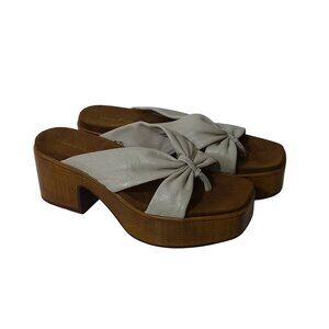 House Of Harlow 1960 Glamming Tan Leather Platform Sandals Size 8.5 M Block Heel